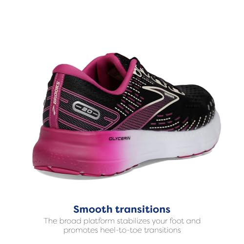 Brooks Women's Glycerin 20 Neutral Running Shoe - Black/Fuchsia/Linen - 6 Medium