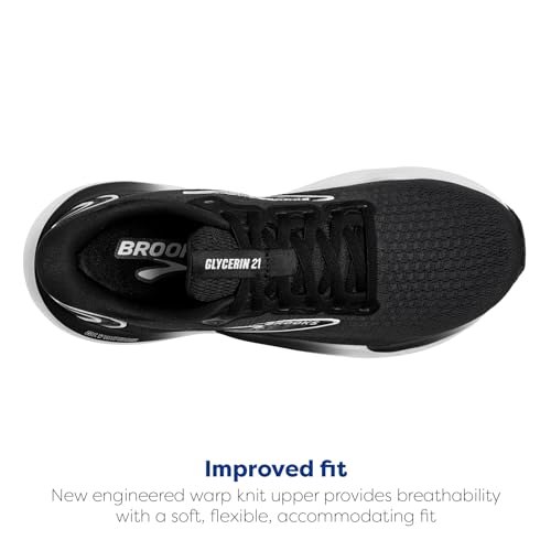 Brooks Men’s Glycerin 21 Neutral Running Shoe - Black/Grey/White - 9 Wide
