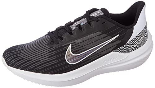 NIKE Women's WMNS Air Winflo 9 PRM Sneaker, Black White, 7 US