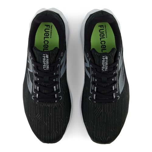 New Balance Men's FuelCell Propel V5 Running Shoe, Black/White/Steel, 10