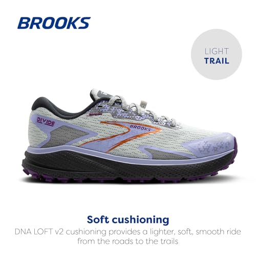 Brooks Women’s Divide 5 Trail Running Shoe - Mercury/Ebony/Sweet Lavender - 6.5 Medium