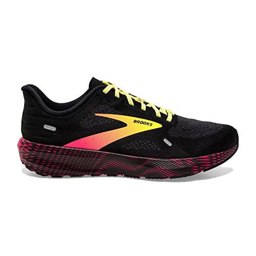 Brooks Men’s Launch 9 Neutral Running Shoe - Black/Pink/Yellow - 12 Medium