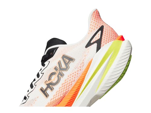 HOKA Mens Mach X 3 White/Neon Tangerine Size 10 US