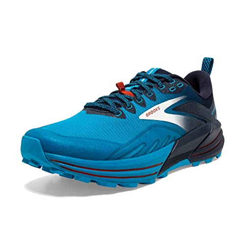 Brooks Men's Cascadia 16 Trail Running Shoe - Peacoat/Atomic Blue/Rooibos - 7.5 Medium