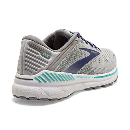 Brooks Women's Adrenaline GTS 22 Supportive Running Shoe - Alloy/Blue/Green - 6 Narrow