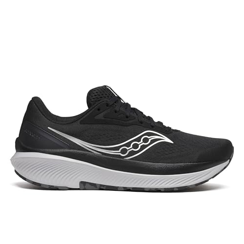 Saucony Women's Echelon 10 Sneaker, Black/Silver, 8 Wide