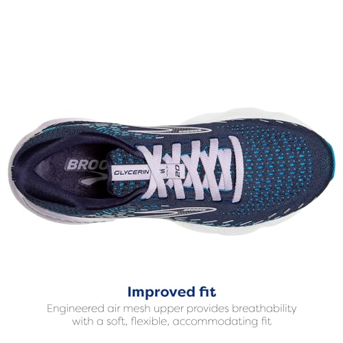 Brooks Women's Glycerin GTS 20 Supportive Running Shoe - Peacoat/Ocean/Pastel Lilac - 6.5 Medium