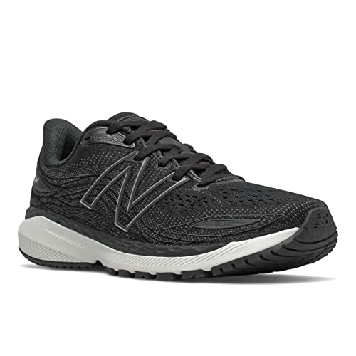 New Balance Women's Fresh Foam X 860 V12 Running Shoe, Black/White, 10.5 M