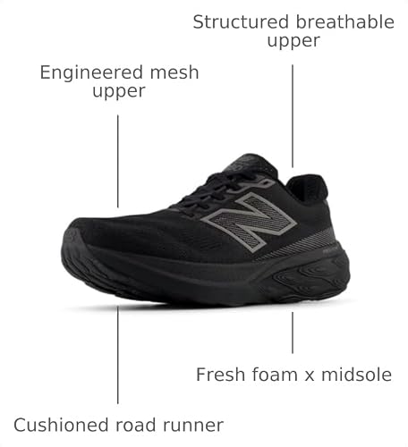 New Balance Men's Fresh Foam X 880 V15 Running Shoe, Black/Black/Black Metallic, 15 M