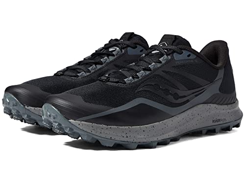 Saucony Men's Peregrine 12 Trail Running Shoe, Black/Charcoal