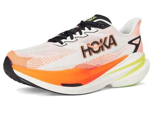 HOKA Mens Mach X 3 White/Neon Tangerine Size 10 US
