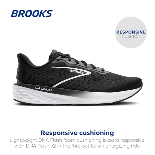 Brooks Women’s Launch 12 Neutral Running Shoe - Black/Grey/White - 8.5 Medium