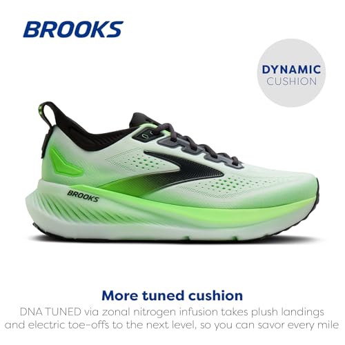 Brooks Men’s Glycerin 23 Neutral Running Shoe - White/Phantom/Green Gecko - 13 Medium