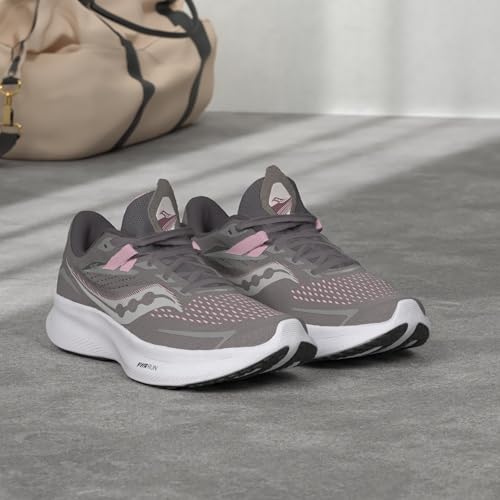 Saucony Women's Ride 15 Sneaker, Alloy/Quartz, 8 Wide