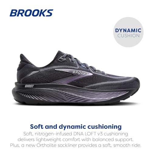 Brooks Women’s Ghost 18 Neutral Running & Walking Shoe - Ebony/Folkstone/Metallic - 6 Wide