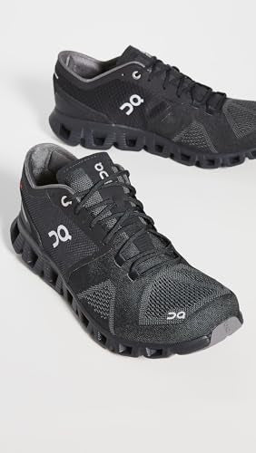 On Men's Cloud X Sneakers, Black/Asphalt, 7.5 Medium US