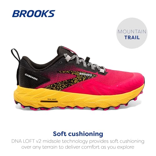Brooks Women’s Cascadia 17 Trail Running Shoe - Diva Pink/Black/Lemon Chrome - 7 Medium