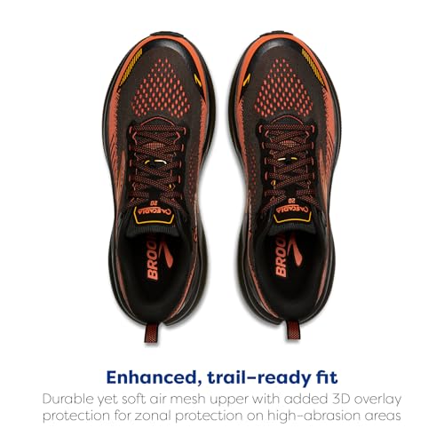 Brooks Men’s Cascadia 20 Trail Running Shoe - Black/Tigerlily/Orange - 13 Medium