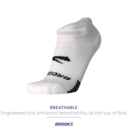Brooks Ghost Lite No Show Socks, Running Socks with Arch Support, 2-Pack - White - M