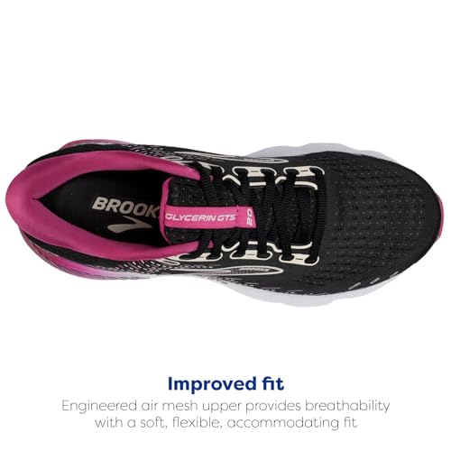 Brooks Women's Glycerin GTS 20 Supportive Running Shoe - Black/Fuchsia/Linen - 7 Medium