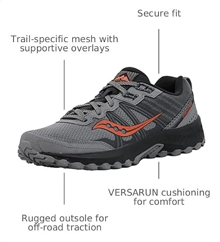 Saucony Women's Excursion TR14 Grey/Orange Running Shoe 7.5 M US