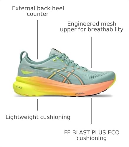 ASICS Men's Gel-Kayano 31 Running Shoes, 10, Light Celadon/Safety Yellow - alternate view 3