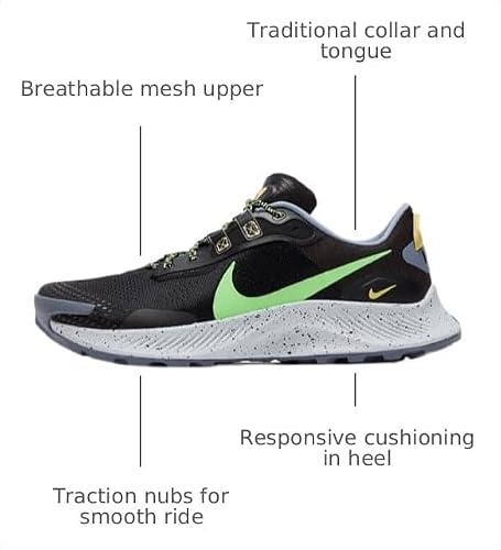 Nike Pegasus Trail 3 Mens Running Shoes DA8697 004 | Black and Green - alternate view 3