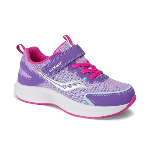 Saucony Cohesion FST (Little Big Kid) Sneaker, Purple/Pink, 5 Wide US Unisex
