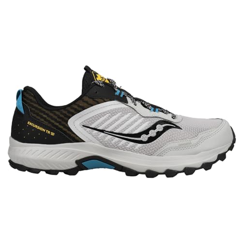 Saucony Men's Excursion TR15 Trail Running Shoe, Fog/Black/Topaz, 11.5
