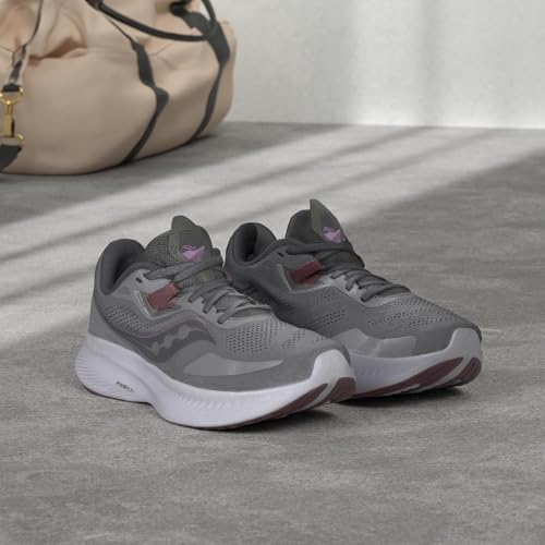 Saucony Women's Guide 15 Sneaker, Alloy/Quartz, 8 Wide