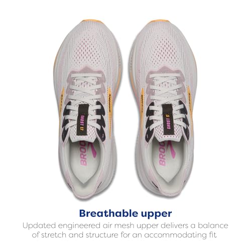 Brooks Women’s Ghost 17 Neutral Running Shoe - Oyster/Apricot/Pink - 10 Medium