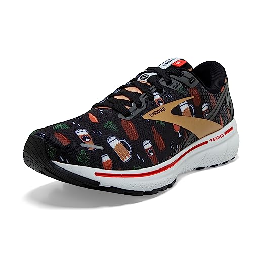 Brooks Women's Ghost 14 Neutral Running Shoe - Black/White/Fiery Red - 12 Medium