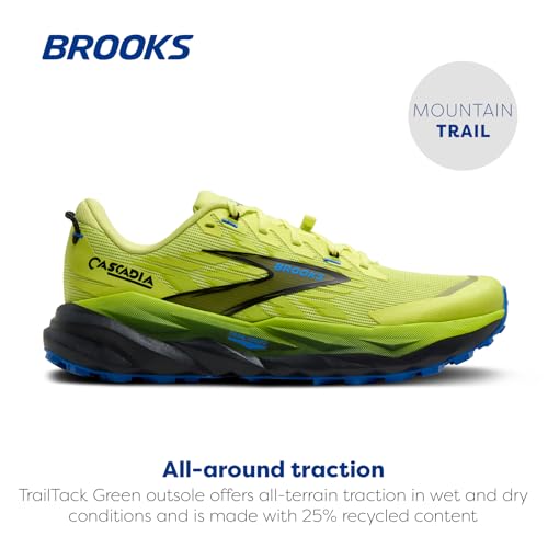 Brooks Men Cascadia 19 Sunny Lime/Black/Blue 8.5 Medium