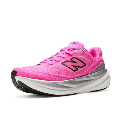 New Balance Women's Fresh Foam X 1080 V15 Running Shoe, Pink Heat/Black, 8.5