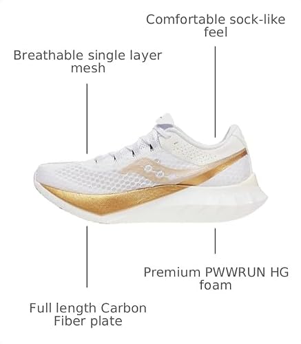 Saucony Men's Endorphin Pro 4 Sneaker, White/Gold, 13