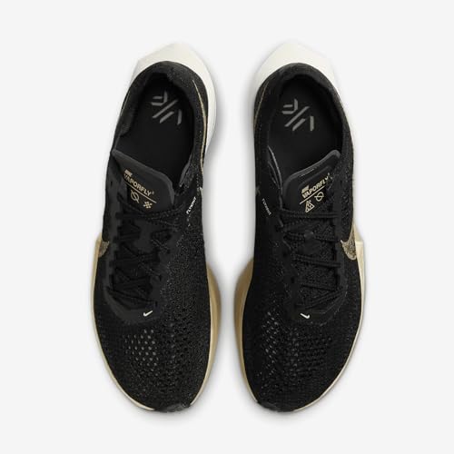Nike Vaporfly 3 Men's Road Racing Shoes (DV4129-001, Black/Black/Oatmeal/Metallic Gold Grain) Size 7
