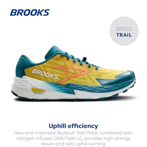 Brooks Men's Catamount 4 Speed Trail Running Shoe - Quince/Celestial/Neo Ember - 9.5 Medium