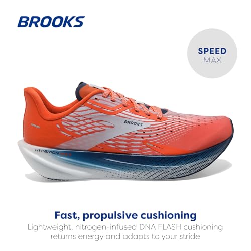 Brooks Men’s Hyperion Max Neutral Running Shoe - Cherry Tomato/Arctic Ice/Titan - 10.5 Medium