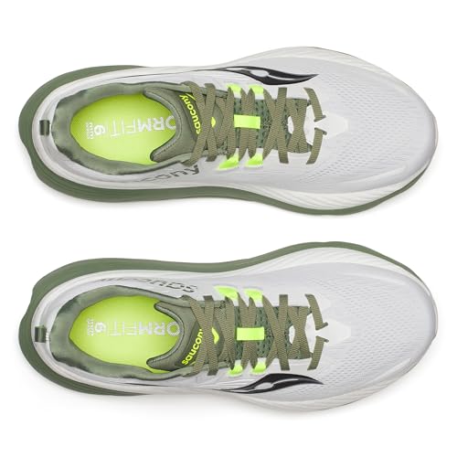 Saucony Men's Hurricane 24 Sneaker, White/Olivine, 10.5