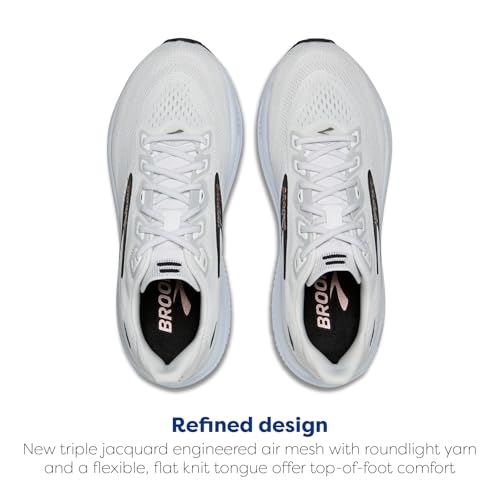 Brooks Women’s Ghost 18 Neutral Running & Walking Shoe - White/Black/Rose Gold - 9.5 Narrow