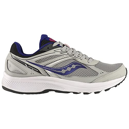 Saucony Women's Cohesion 14 Road Running Shoe, Grey/Purple, 8.5