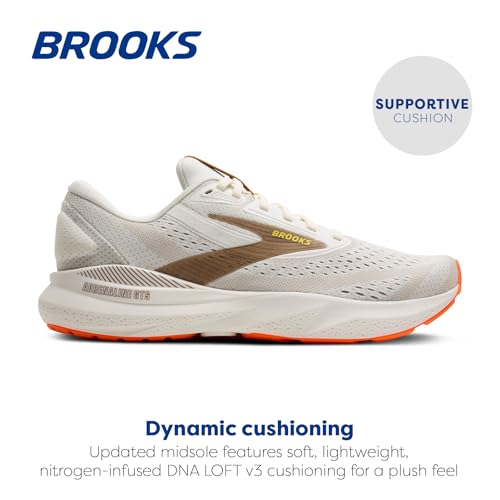 Brooks Men’s Adrenaline GTS 24 Supportive Running Shoe - Coconut/Portabella/Orange - 10 Medium