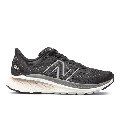 New Balance Women's Fresh Foam X 860 V13, Black/White/Castlerock, 9.5