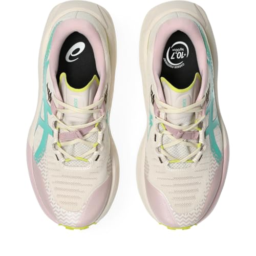 ASICS Women's Trabuco MAX 5 Trail Running Shoes, 7.5, Mineral Beige/Aurora Green