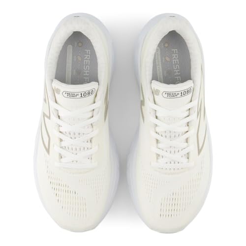 New Balance Women's Fresh Foam X 1080 V14 Running Shoe, White/Light Gold Metallic/Sea Salt, 9 W