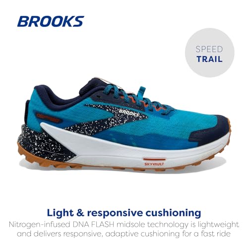Brooks Men's Catamount 2 Trail Running Shoe - Peacoat/Atomic Blue/Rooibos - 9.5 Medium