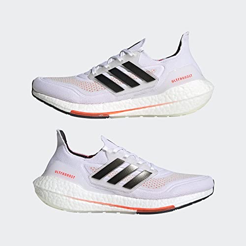 Adidas Men's Ultraboost 21, White/Black/Solar Red, 8.5