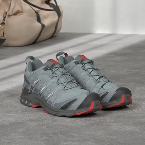 Salomon Men’s XA PRO 3D Gore-Tex Waterproof Trail Running Shoes - Lead/Black/Barbados Cherry - 12