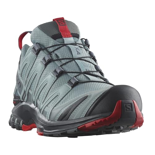 Salomon Men’s XA PRO 3D Gore-Tex Waterproof Trail Running Shoes - Lead/Black/Barbados Cherry - 12