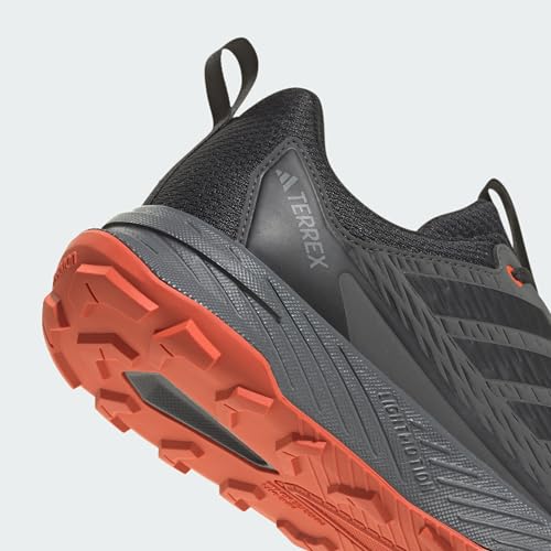 adidas Men's Terrex Tracefinder 2 Climaproof Trail Running, Black/Black/Semi Impact Orange, 12